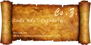 Csákó Zoltán névjegykártya